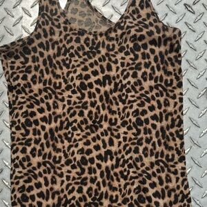PINK Victoria's Secret Black and Brown Leopard Tank Top
